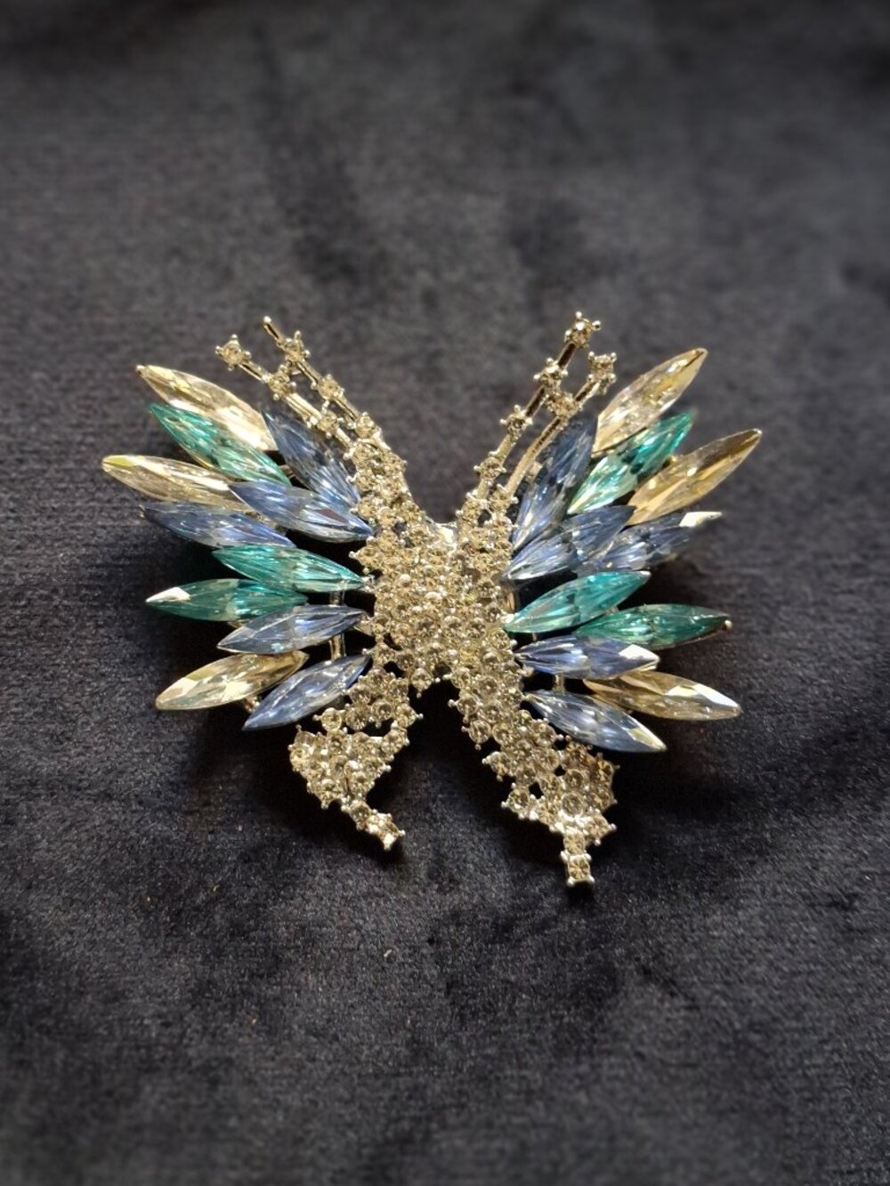 Enchanted Menagerie Crystal Butterfly Refrigerator Magnet - Upcycled Brooches